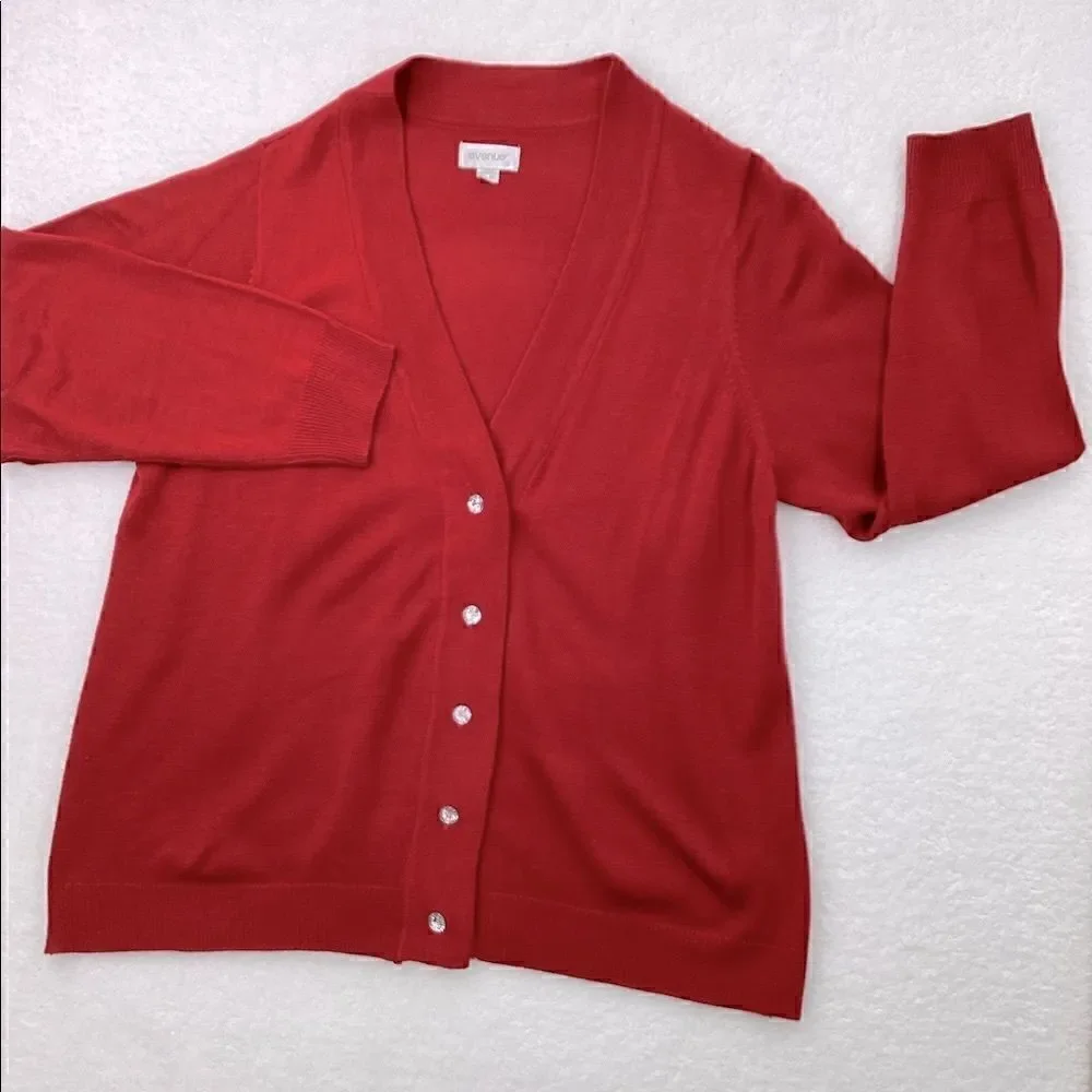 Avenue Red Sweatheart  Cardigan Long Sleeve Sweater Size 18/20